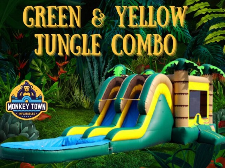 Green/ Yellow Bounce House W/Slide