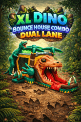 XL Dino Bounce House Dual Lane Slide Wet/Dry