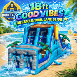 18 ft Good Vibes Dual Lane Slide/Obstacle  Course
