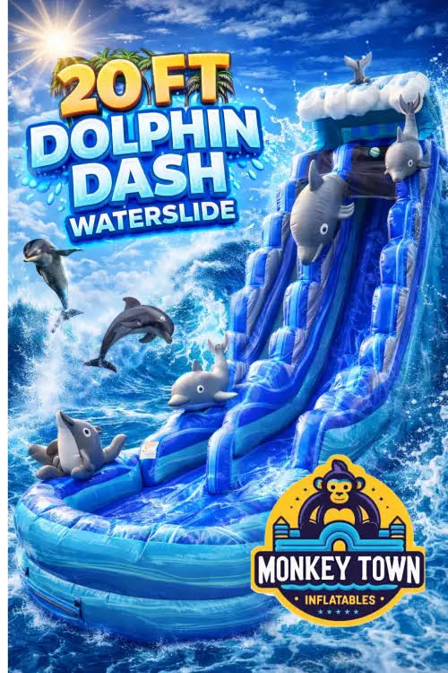 Single lane water slide rental Chattanooga TN - 20ft Dolphin Dash Waterslide